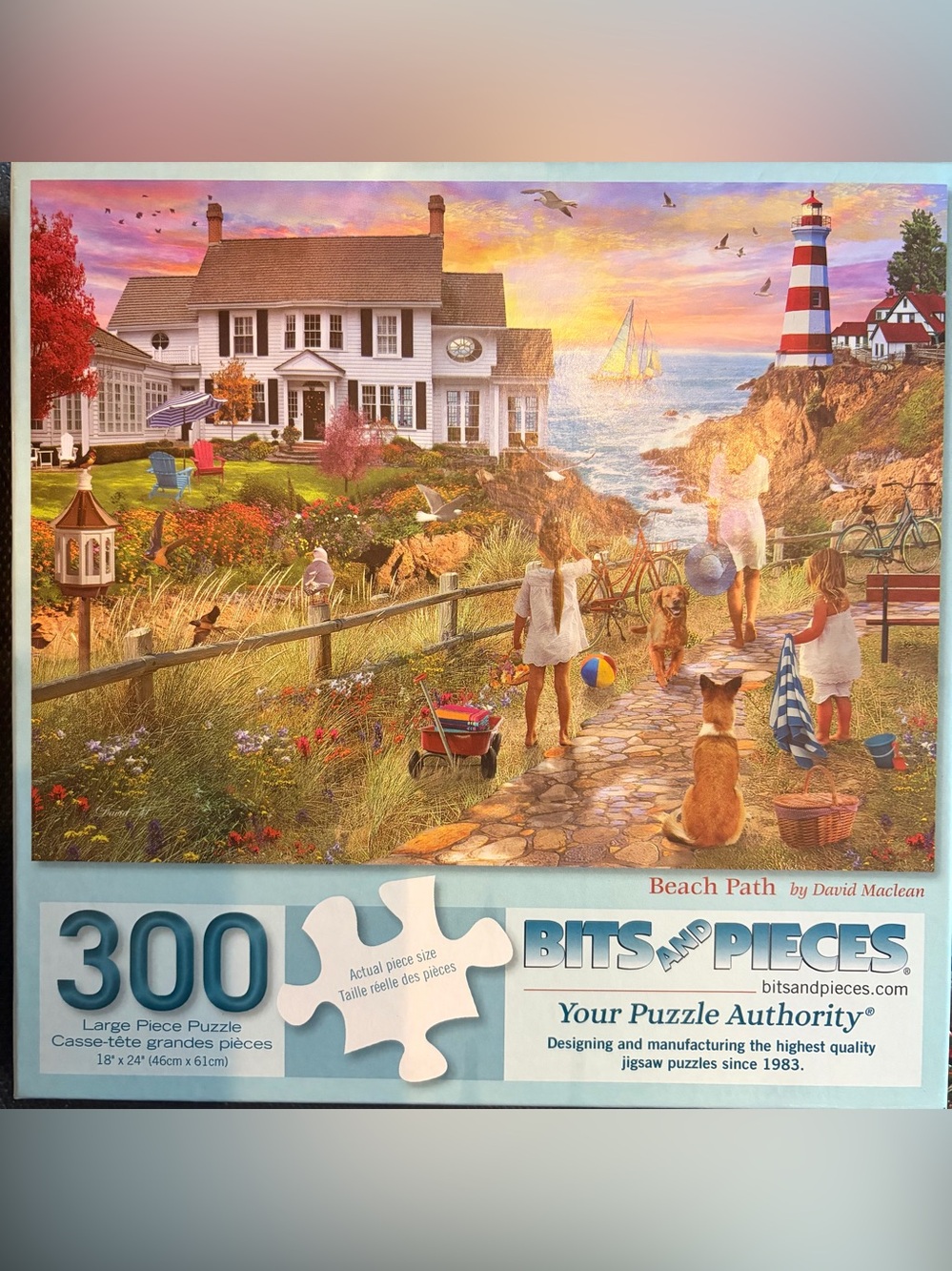 Bits and Pieces Beach Path 300-Piece Jigsaw Puzzle - Coastal Mother Daughter